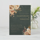 Invitation Carton d'invitation de mariage floral beige sorciè (Debout devant)