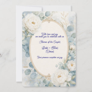 Invitation Carton d'invitation de mariage floral bleu ciel