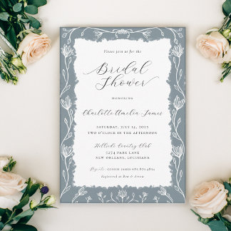 Invitation Carton d'invitation de mariage floral bleu et blan