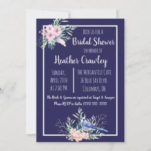 Invitation Carton d'invitation de mariage Floral Blue Jay
