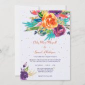 Invitation Carton d'invitation de mariage floral Blue Tangeri (Devant)