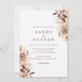 Invitation Carton d'invitation de mariage floral bohème beige (Devant)