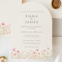 Carton d'invitation de mariage floral bohème minim