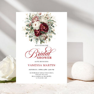 Invitation Carton d'invitation de mariage floral bordeaux cla