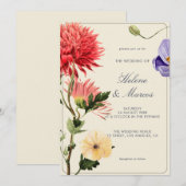 Invitation Carton d'invitation de mariage floral botanique él (Devant / Derrière)