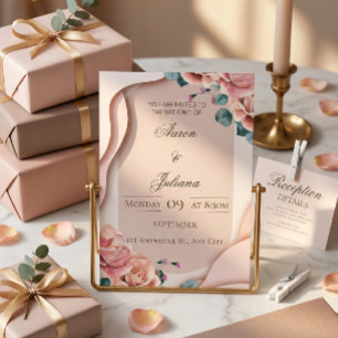 Invitation Carton d'invitation de mariage floral de luxe