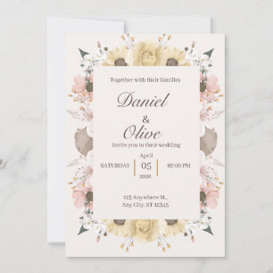 Invitation Carton d'invitation de mariage floral design éléga