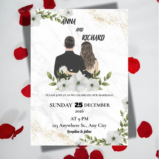 Invitation Carton d'invitation de mariage floral élégant