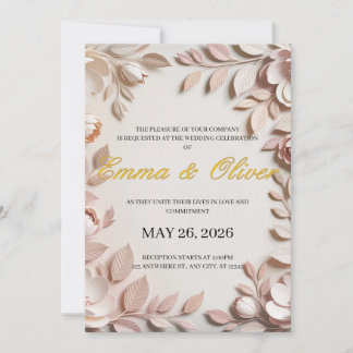 Invitation Carton d'invitation de mariage floral élégant de l