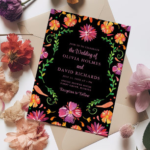 Invitation Carton d'invitation de mariage Floral Fiesta Mexic