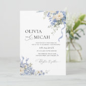 Invitation carton d'invitation de mariage floral hydrangea bl (Debout devant)