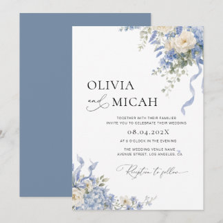 Invitation carton d'invitation de mariage floral hydrangea bl