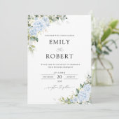 Invitation Carton d'invitation de mariage floral Hydrangea Bl (Debout devant)