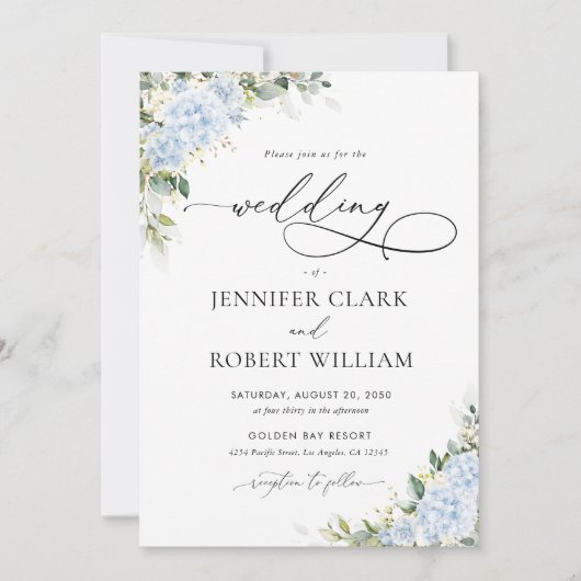 Invitation Carton d'invitation de mariage floral Hydrangea Bl (Devant)
