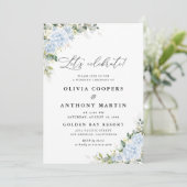 Invitation Carton d'invitation de mariage floral Hydrangea Bl (Debout devant)
