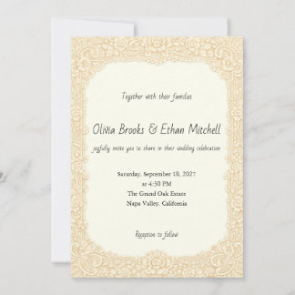 Invitation Carton d'invitation de mariage floral ivoire en de