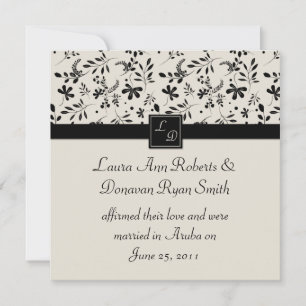 Invitation Carton d'invitation de mariage floral noir et crèm