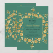 Invitation Carton d'invitation de mariage floral orné chic (Devant / Derrière)