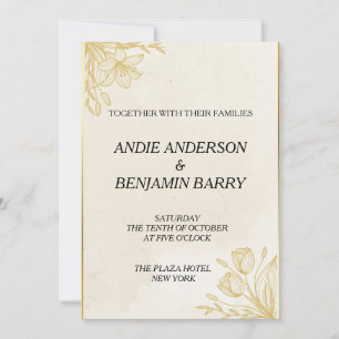 Invitation Carton d'invitation de mariage floral Rom Com en o