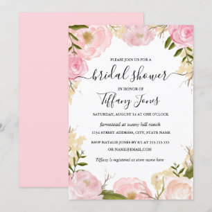 Invitation Carton d'invitation de mariage floral rose blush