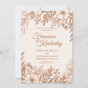 Invitation Carton d'invitation de mariage floral Rose Gold Li
