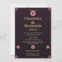 Carton d'invitation de mariage floral — Rose rose 
