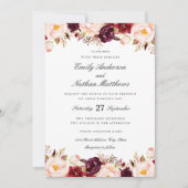 Invitation Carton d'invitation de mariage floral rouge Marsal (Devant)