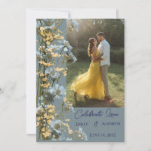 Carton d'invitation de mariage floral simple moder