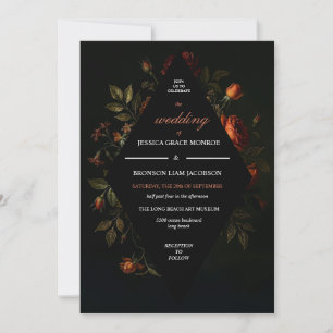 Invitation Carton d'invitation de mariage floral sombre style