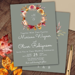 Invitation Carton d'invitation de mariage floral vert sauge d