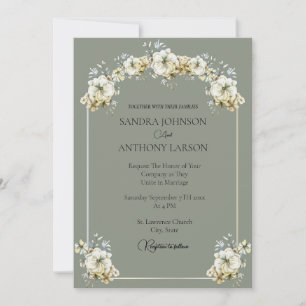 Invitation Carton d'invitation de mariage floral vert sauge é