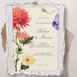 Invitation Carton d'invitation de mariage floral vintage Élég