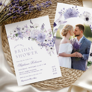 Invitation Carton d'invitation de mariage floral violet avec