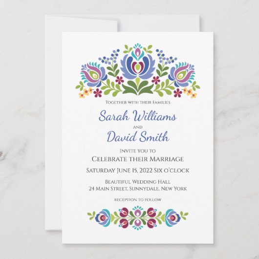 Invitation Carton d'invitation de mariage floral violet de co (Devant)