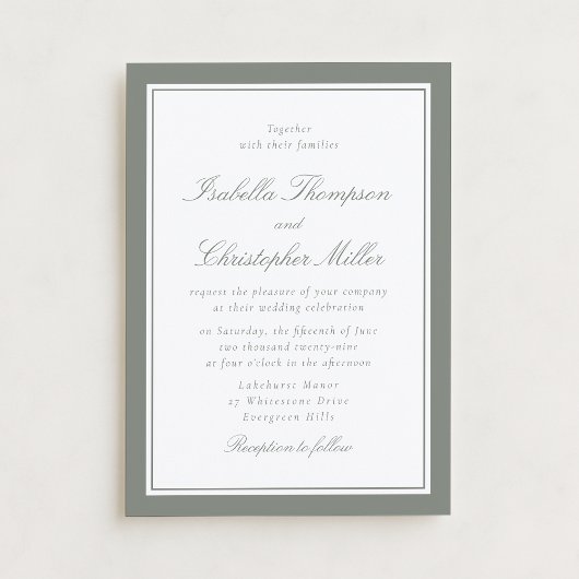 Invitation Carton d'invitation de mariage formel à bordure de