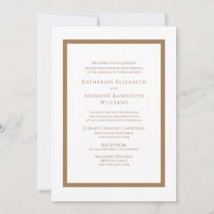 Invitation Carton d'invitation de mariage formel or et blanc