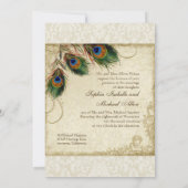 Invitation Carton d'invitation de mariage formel Paon & Plume (Dos)