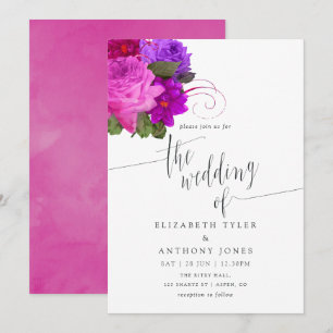 Invitation Carton d'invitation de mariage fuchsia et violet d
