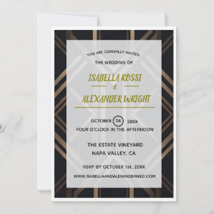 Invitation Carton d'invitation de mariage géométrique Art Déc