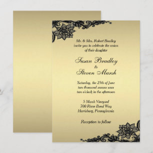Invitation Carton d'invitation de mariage Golden Lace