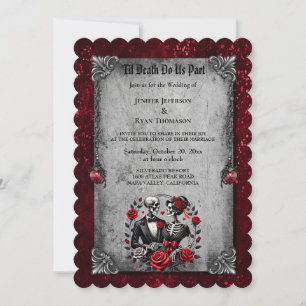 Invitation Carton d'invitation de mariage gothique floral rom