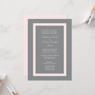 Invitation Carton d'invitation de mariage gris et rose formel