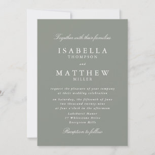 Invitation Carton d'invitation de mariage gris vert classique