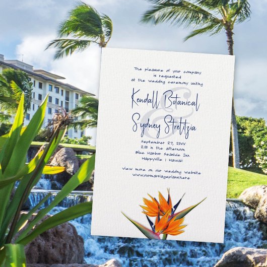 Invitation Carton d'invitation de mariage hawaïen à l'oiseau