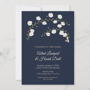 Invitation Carton d'invitation de mariage hivernal bleu marin