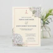 Invitation Carton d'invitation de mariage Hydrangea Coastal (Debout devant)