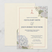 Invitation Carton d'invitation de mariage Hydrangea Coastal (Devant / Derrière)