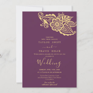 Invitation Carton d'invitation de mariage indien à motif pais