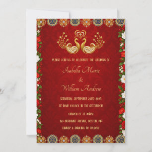 Invitation Carton d'invitation de mariage indien élégant roug