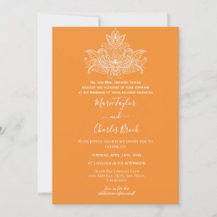 Invitation Carton d'invitation de mariage indien Orange Paisl